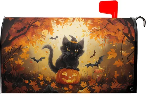 Vista 39 de Cubierta magnética para buzón de calabazas de otoño, tamaño estándar de 21 x 18 pulgadas, hojas de arce de cosecha de otoño, buzón de buzón
