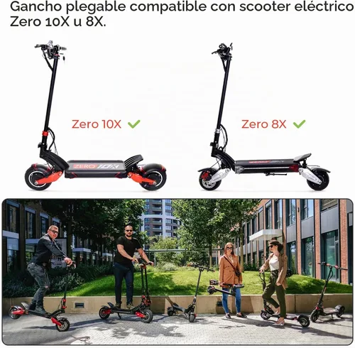 Vista 3 de Gancho plegable Scooer Parte de aleación de aluminio Gancho Set Scooter Accesorios para Zero 10X 8X Speedual Scooter eléctrico