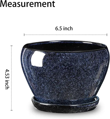 Vista 2 de vicrays Macetas de cerámica para plantas de interior - Maceta de 6.5 pulgadas con orificio de drenaje y platillo para suculentas, orquídeas, flores