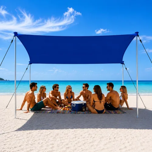 Vista 9 de EasierHike Tienda de campaña para playa, 7 × 7.15 pies, toldo de playa portátil fácil de desplegar, refugio de protección solar UPF50+, resistente