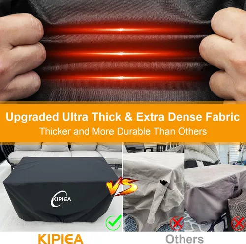 Vista 3 de Kipiea Funda rectangular para hoguera de 42 x 24 pulgadas, resistente 600D mejorada, 100% impermeable, resistente a los rayos UV y al desgarro