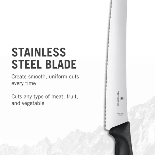Vista 2 de Victorinox Swiss Classic - Cuchillo de pan curvo de 10.25 pulgadas con borde dentado y mango negro