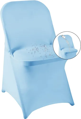 Vista 23 de magalo Paquete de 12 fundas para sillas plegables de elastano negro, impermeables, elásticas, para bodas, fiestas, banquetes de comedor y otros