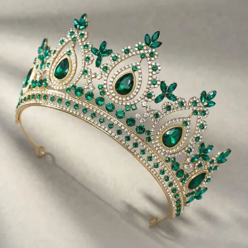 Vista 7 de SWEETV Queen Crowns for Women, Quinceanera Princess Crown Tiara Verde