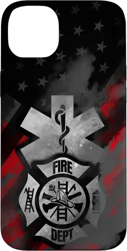 Vista 15 de EMT EMS Firefighter Red Smoke Line USA American Flag Case for iPhone 17