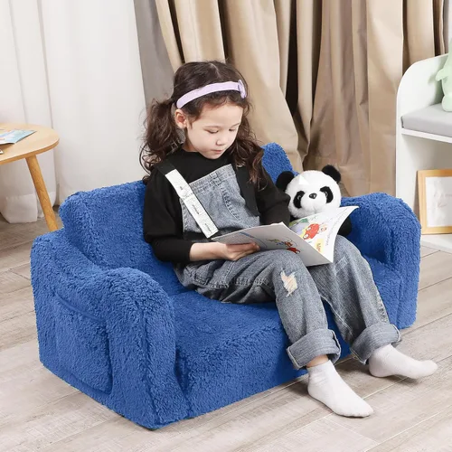 Vista 98 de MOMCAYWEX - Sofá para niños, 2 en 1, plegable, piel de melocotón, color azul