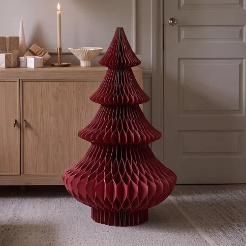 Vista 14 de Spiareal Árbol de Navidad de papel de panal extra grande de 2 pies de color Blanco beige