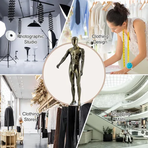 Vista 6 de Maniquí masculino y femenino de cuerpo completo de bronce, 2 piezas de maniquíes ajustables soporte de maniquíes realistas juego de exhibición