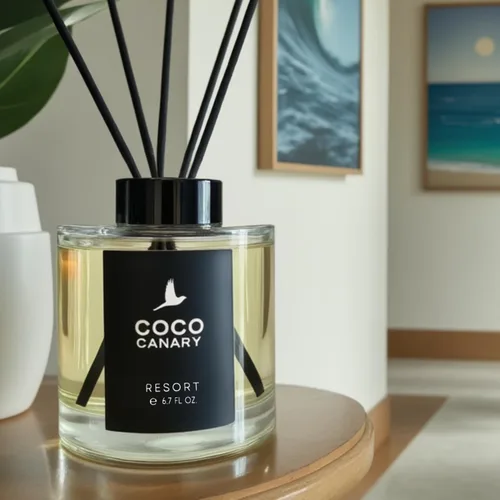 Vista 8 de Coco Canary Difusores de varillas de 6.7 onzas para el hogar, centro turístico, aroma floral de larga duración, té verde y jazmín, brisa floral