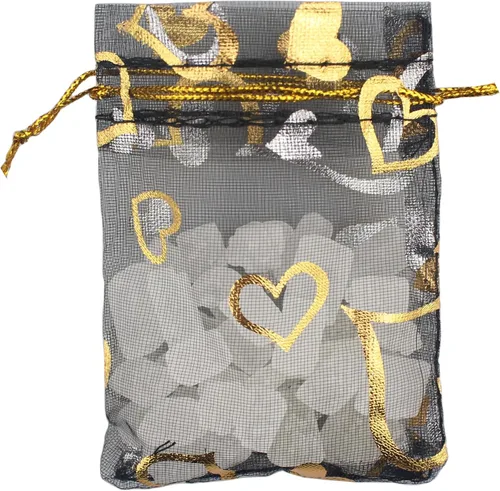 Vista 18 de QIANHAILIZZ Paquete de 100 bolsas de regalo de organza con forma de corazón de flores de 2.8 x 3.5 pulgadas, bolsa de regalo para dulces, bolsa