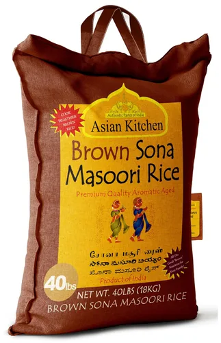 Vista 8 de Asian Kitchen Brown Sona Masoori - Arroz envejecido de 40 libras, 40 libras (40.0 lbs) de arroz de grano corto ~ Todo natural Apto para gluten