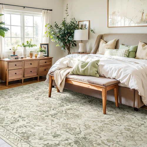 Vista 43 de Alfombra de área pequeña de 2 x 3 pulgadas, color beige, para entrada, baño, cocina, antideslizante, de pelo bajo, lavable, moderna alfombra bohemia
