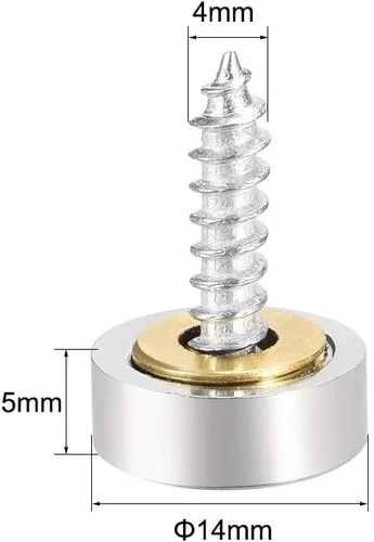 Vista 2 de uxcell Tornillos de espejo tapas decorativas de acero inoxidable cepillado 0.551 in 8pcs