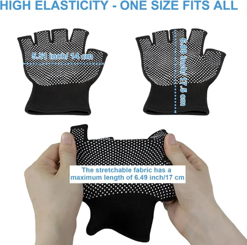 Vista 7 de Fingerless Workout Gloves for Men and Women, Half Finger Work Glove, Black Pilates Gloves with Grip, Fitness Exercise Gloves for Yoga, Cycling, Gym
