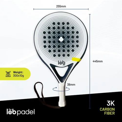 Vista 3 de Raqueta de pádel de fibra de carbono 3K para niños Forma redonda para control Ligera y de gran potencia Pala Padel para niños Raqueta