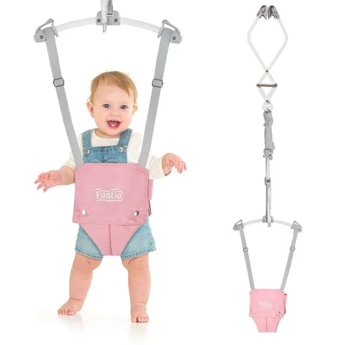 Vista 9 de FUNLIO Saltador de Puerta para Bebé de 6 a 24 Meses (con Abrazadera para Puerta), Saltador de Puerta para Bebé con Resorte Fuerte y Correa