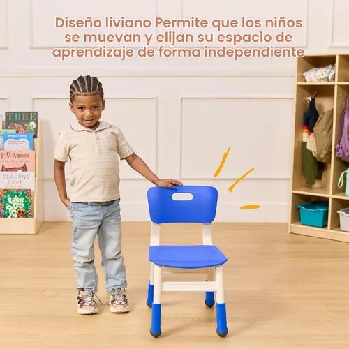 Vista 6 de ECR4Kids Silla ajustable para aula, asientos flexibles, color azul, paquete de 2