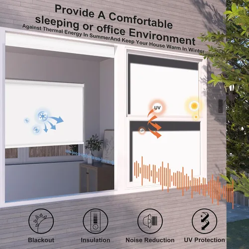 Vista 4 de Boolegon Persianas enrollables opacas para ventana, persianas enrollables personalizadas con protección UV, aislamiento térmico, persianas
