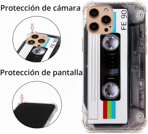 Vista 4 de FAteamll Funda para teléfono con acabado mate, cubierta trasera suave con esquinas reforzadas, TPU suave, carcasa de cinta de casete retro