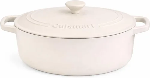 Vista 40 de Cuisinart Freidora de pollo de hierro fundido de 12 pulgadas con tapa, capacidad de 4.5 cuartos de galón, interior esmaltado de porcelana, apta