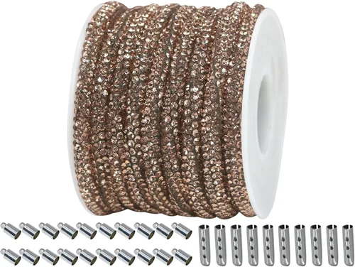 Vista 9 de Cuerda de purpurina con strass de 6 yardas, 0.17" de ancho, cordones brillantes para zapatos, ideal para hacer joyería DIY