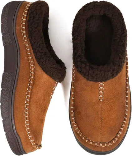 Vista 19 de Zigzagger - Pantuflas tipo mocasín para hombre, para interiores y exteriores, pantuflas cálidas, cómodas, mullidas y anchas