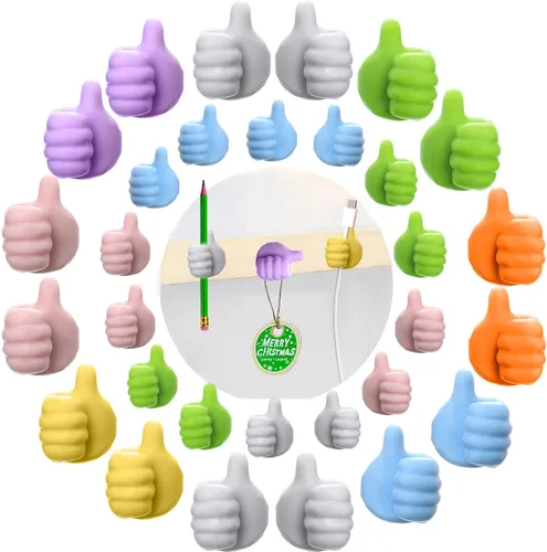 Vista 9 de 16 Piezas Ganchos de Pared de Pulgar de Silicona Creativos - Clip de Cable Adhesivo Multifunción, Clips Organizadores de Cable de Pulgar