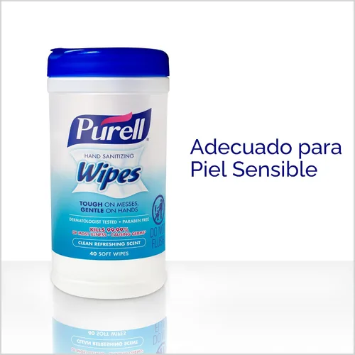 Vista 6 de Purell Bote de toallitas desinfectantes para manos, aroma limpio, 6 paquetes x 40 unidades, 9120-06-CMR
