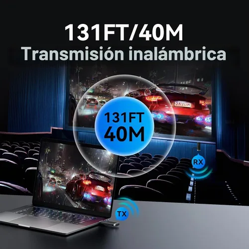 Vista 4 de VENTION Transmisor y receptor inalámbrico HDMI Dongle 2.4/5GHz 4K Decording, 131FT /40M, adaptador Bluetooth, conexión de extensor inalámbrico