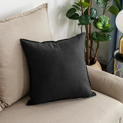 Vista 2 de Jeanerlor - Funda de cojín sólida de lino y algodón para decoración, de 18x18 pulgadas, funda de almohada especial para sofá, cama, silla