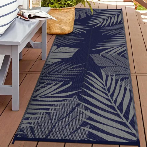 Vista 55 de GENIMO - Alfombra para exteriores de 6 x 9 pies, para patio, espacios amplios, reversible, de pajillas de plástico, alfombra impermeable para Azul