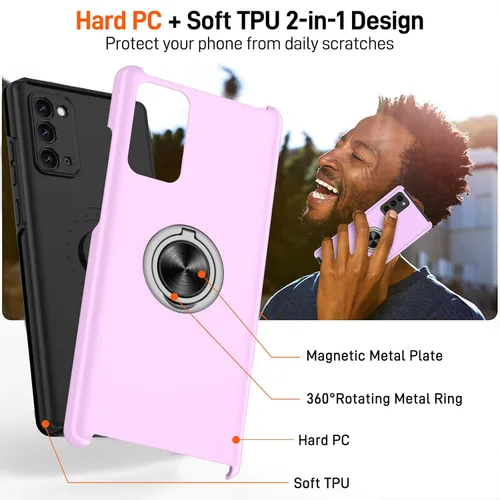 Vista 141 de Gritup - Funda para Galaxy A05S con protector de pantalla HD×2, funda protectora para teléfono a prueba de golpes con soporte magnético de anillo