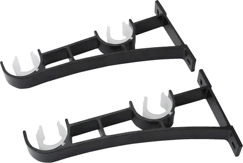 Vista 5 de AddGrace Juego de 4 soportes para barra de cortina dobles para cortinero, accesorios de ventana (negro)