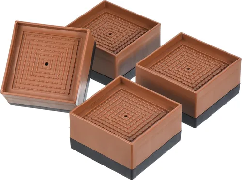 Vista 9 de uxcell Elevadores de cama, 4 piezas, elevadores de muebles de 1.5 pulgadas, elevador de sofá cuadrado ajustable con alfombrilla antideslizante