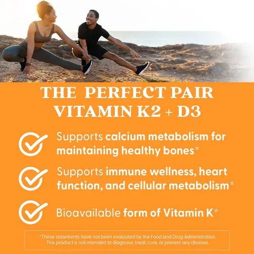 Vista 6 de Doctor's Best Vitamina natural K2 MK-7 Plus D3 - Suplemento VIT D3 y K2 MK7 para hombres y mujeres, apoya la salud de tejidos, arterias y huesos