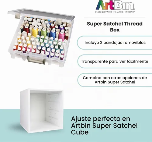 Vista 6 de ArtBin caja de hilos - contenedor de almacenamiento con charolas extraíbles con carretes de hilos, 9002AB