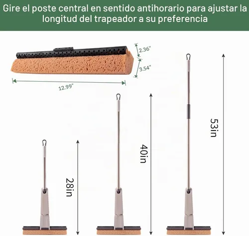 Vista 3 de Eyliden Trapeador de esponja con 2 cabezales reutilizables, mopa absorbente
