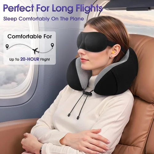Vista 4 de CloudBliss Almohada de viaje de espuma viscoelástica de alta calidad, almohada cervical cómoda y de apoyo, almohadas cervicales para viajar