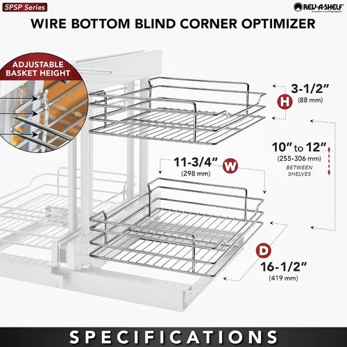 Vista 4 de Rev-A-Shelf Organizador de estante extraíble de doble nivel para gabinetes de cocina o baño de esquina ciega con cierre suave, 15 pulgadas, 4