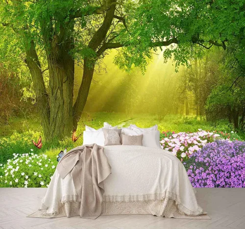 Vista 9 de Reyhui - Papel tapiz con imagen de palmera, paraíso tropical, playa, paisaje marino, para paredes de dormitorio, sala de estar, fondo de televisión
