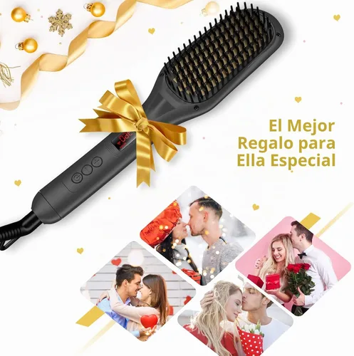 Vista 7 de Cepillo alisador de cabello, peine iónico para alisado de cabello para salón en casa, cepillo caliente con 15 temperaturas para uso universal A.