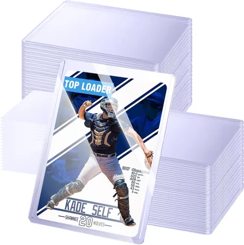 Vista 8 de 32 unidades de carga superior para tarjetas, JIQEZNL fundas duras de 35 puntos, fundas de 3" x 4" de plástico duro, fundas para tarjetas