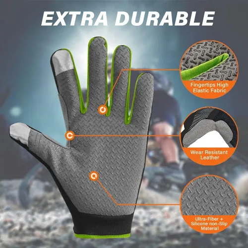 Vista 4 de FUDOSAN Guantes de ciclismo para pantalla táctil, guantes de entrenamiento para gimnasio, transpirables, antideslizantes, guantes de fitness