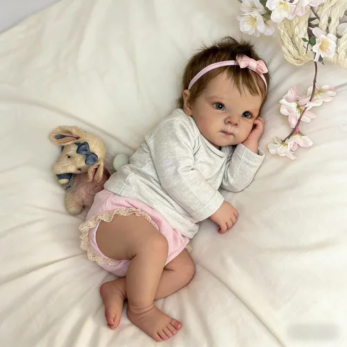 Vista 2 de RXDOLL Lindas Muñecas Bebé Reborn de Silicona de Cuerpo Completo para Niña de 18 pulgadas Bebé Recién Nacida Realista Niña Bebés de Silicona de Vida