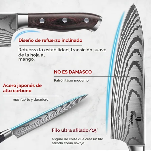Vista 3 de Juego de cuchillos 16 piezas, cuchillo de cocina japonés con bloque