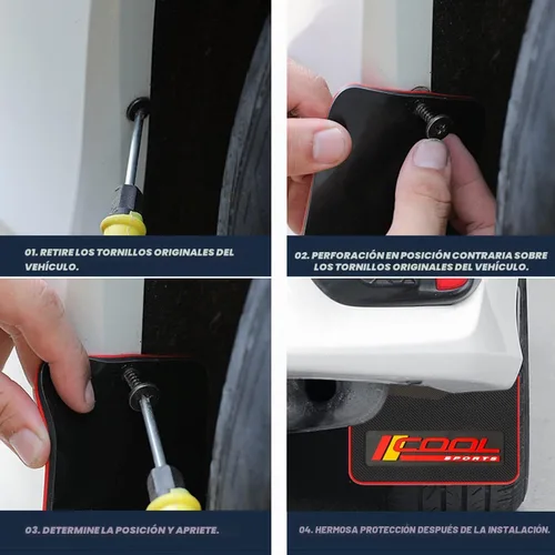 Vista 6 de Guardabarros Universales para Barro que se Adaptan a la Mayoría de SUVs/MPVs, No SUVs de Tamaño Completo - Juego de 4 Piezas de Guardabarros