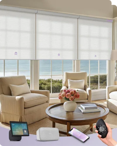 Vista 38 de Graywind Persianas enrollables inteligentes acopladas compatibles con Alexa Google, tamaño personalizado extra grande, persianas motorizadas