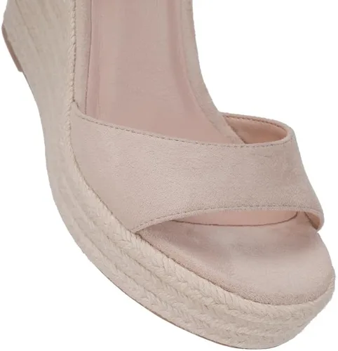 Vista 4 de VICKIVICKI Sandalias de plataforma para mujer, alpargatas de cuña, correa de tobillo, puntera abierta, con cordones