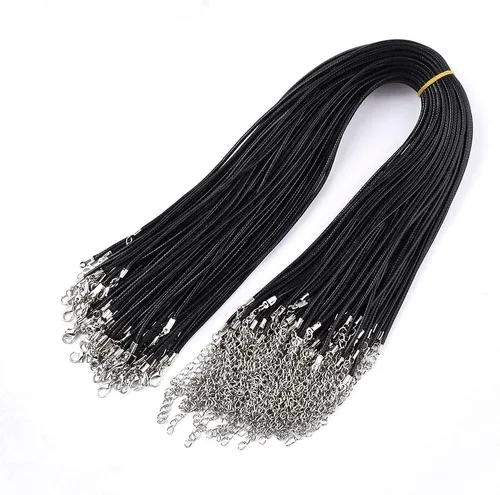 Vista 18 de 100 piezas de cordón encerado de 17 a 19 pulgadas, cuerda trenzada ajustable, para collares, colgantes para hacer joyas, cadenas con cierre de Azure
