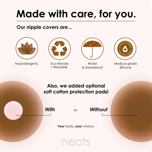Vista 4 de NEATS Fundas para pezones para mujer, reutilizables e hipoalergénicas de silicona